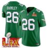Philadelphia Eagles Kelly Green Super Bowl LIX Patch Vapor Limited Jersey - All Stitched - Kelly Green - Saquon Barkley Jersey