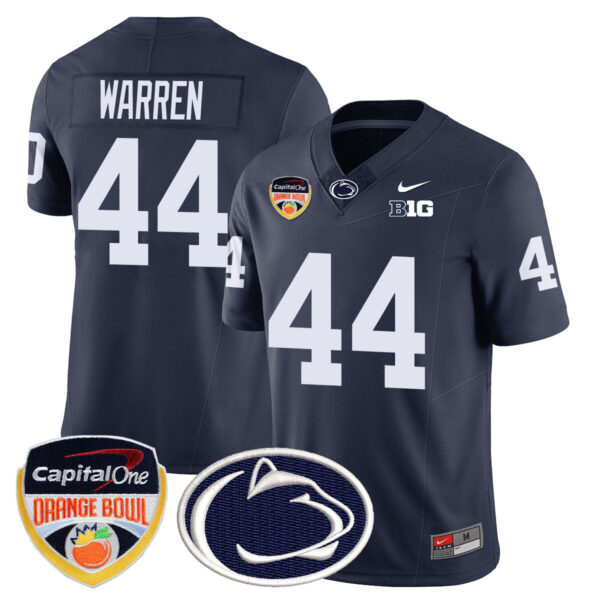 Penn State Nittany Lions 2024 Orange Bowl Jersey - All Stitched - Navy - Tyler Warren Jersey