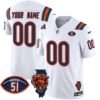Bears Illinois Patch Vapor Limited Custom Jersey V2 - All Stitched - White Jersey