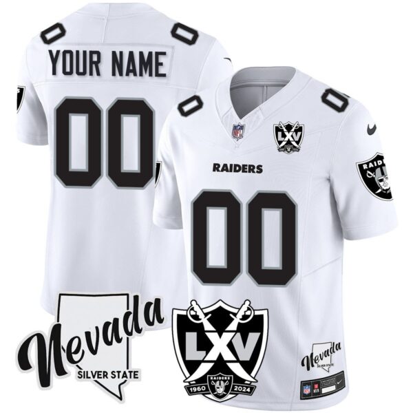 Raiders 2025 Vapor Limited Custom Jersey - 65th Anniversary - All Stitched - White Limited Jersey