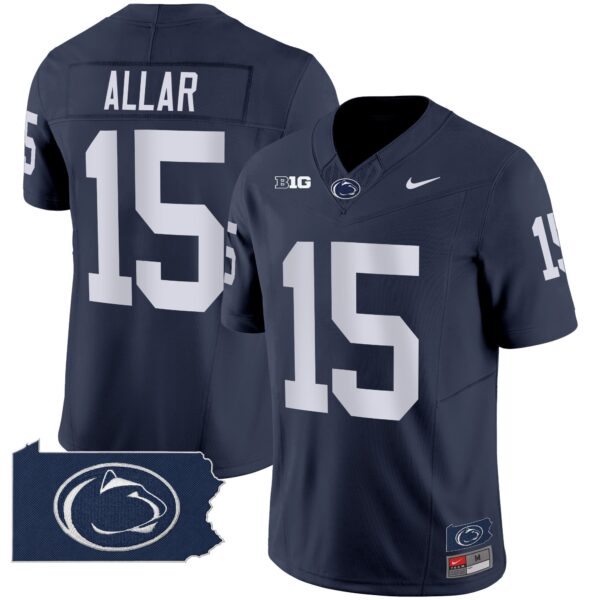 Penn State Nittany Lions 2024 Home Patch Vapor Limited Jersey - All Stitched - Navy - Drew Allar Jersey