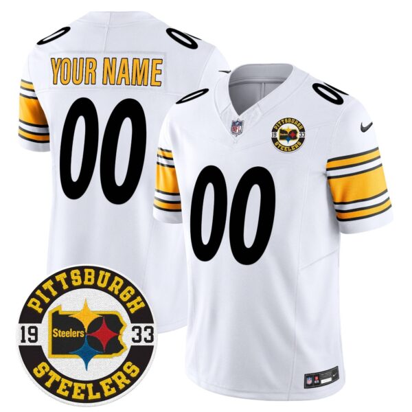 Steelers 2024 Vapor Limited Custom Jersey - Est 1933 Patch - All Stitched - White Jersey