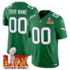 Philadelphia Eagles Kelly Green Super Bowl LIX Patch Vapor Limited Custom Jersey - All Stitched - Kelly Green Jersey