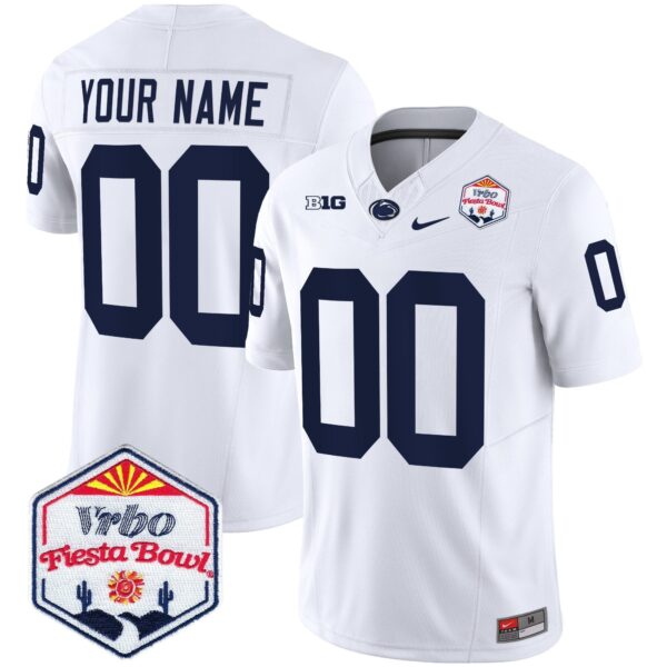 Penn State Nittany Lions 2024 The Fiesta Bowl Patch Vapor Limited Custom Jersey - All Stitched - White Jersey
