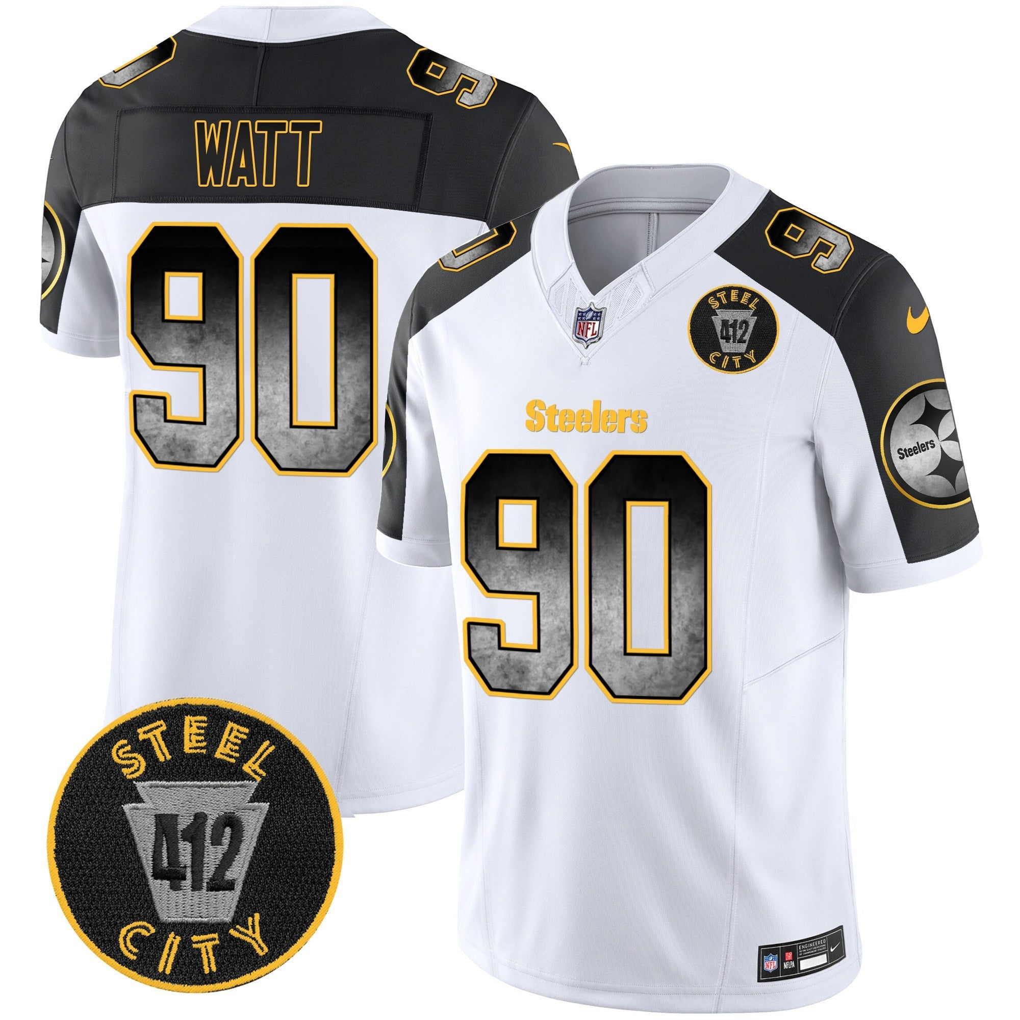 Steelers Arch Smoke 412 Patch Vapor Limited Jersey - All Stitched - Inverted - T. J. Watt Jersey