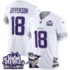 Minnesota Vikings 2024 Winter Warrior Skol Patch Vapor Limited Jersey V2 - All Stitched - White - Justin Jefferson Jersey