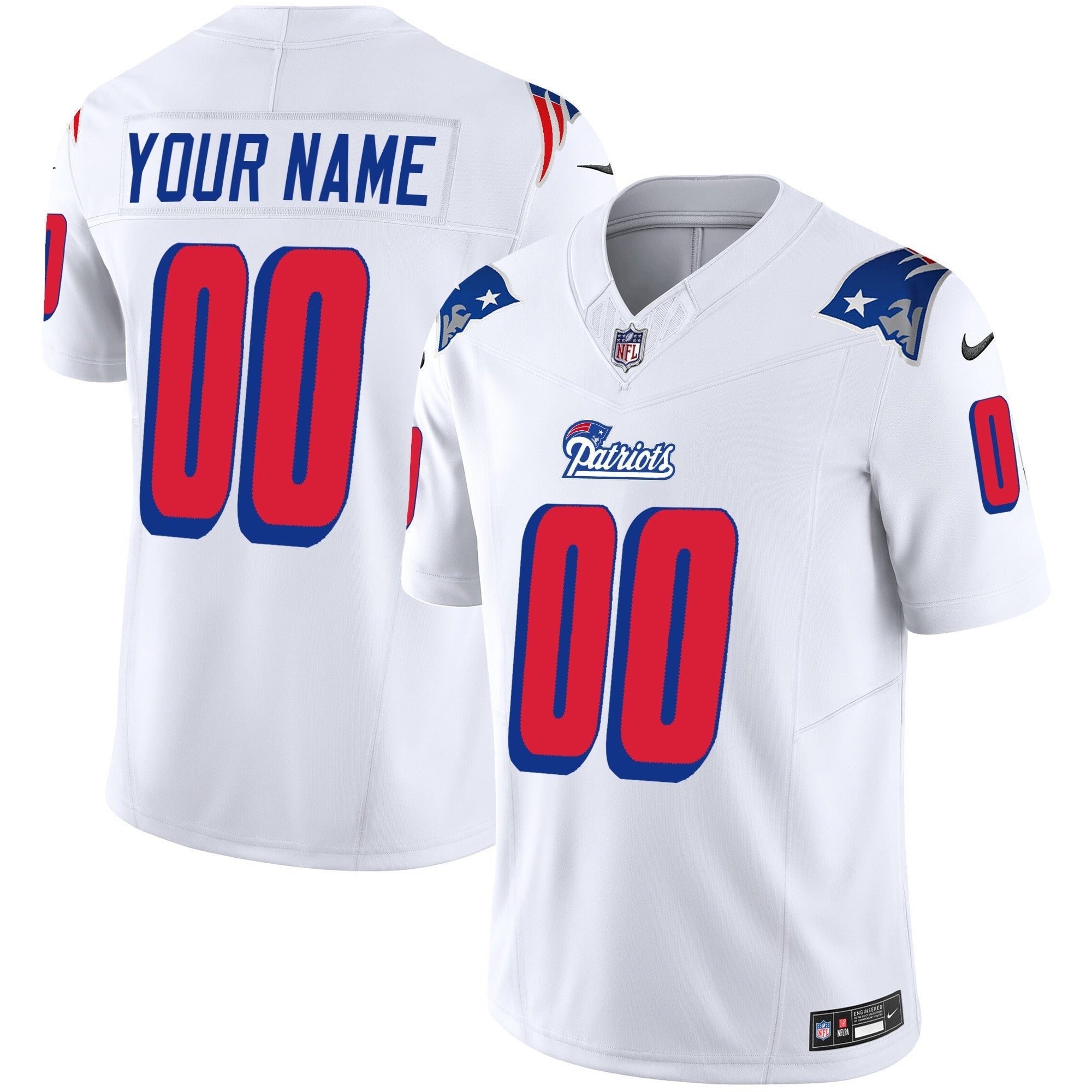 Patriots 1996 Throwback Limited Vapor Custom Jersey - All Stitched - White Jersey