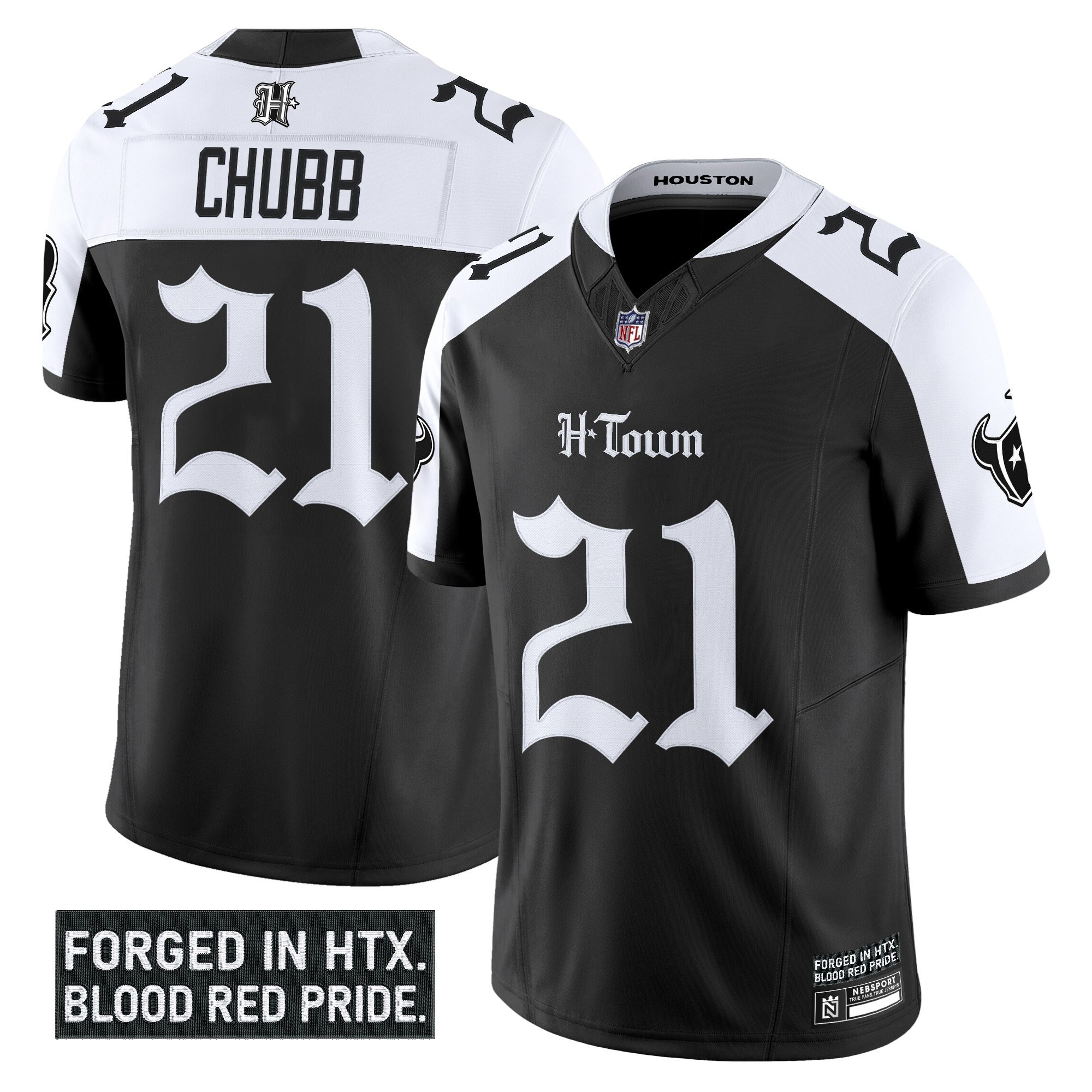Men's Houston Texans 'Gothic Lone Star Shadows Edition' Vapor Limited Jersey - All Stitched Alternate Nick Chubb Jersey
