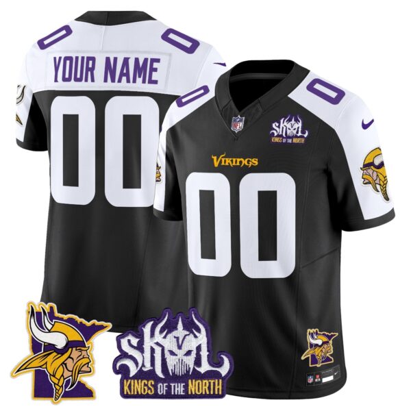 Minnesota Vikings Kings Of The North Patch Vapor Limited Custom Jersey V3 - All Stitched - Black Alternate Jersey