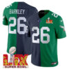 Split Philadelphia Eagles Super Bowl LIX & College Football Vapor Limited Jersey - All Stitched - Saquon Barkley (Navy) Jersey