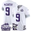 Minnesota Vikings 2024 Winter Warrior Skol Patch Vapor Limited Jersey V2 - All Stitched - White - J.J. McCarthy Jersey