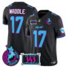Dolphins Dan the Man Record Breaker Patch Vapor Limited Jersey - All Stitched - Black - Jaylen Waddle Jersey