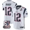 #12 Tom Brady New England Patriots Jersey - 6x SB Champions Patch Men White Jersey