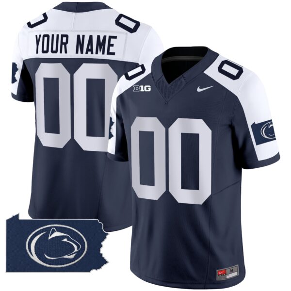 Penn State Nittany Lions 2024 Home Patch Vapor Limited Custom Jersey - All Stitched - Navy Alternate Jersey
