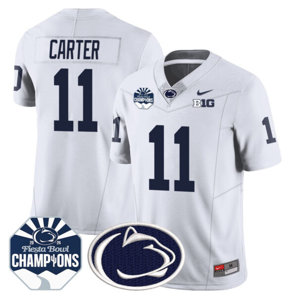 Penn State Nittany Lions 2024 Fiesta Bowl Champions Jersey - All Stitched - White - Abdul Carter Jersey