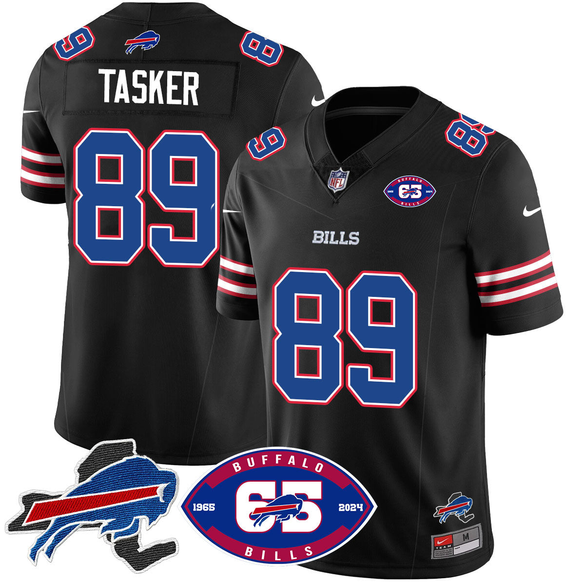 Bills 1959 - 2024 - The Bills Jersey - All Stitched - Steven Tasker - 89 - Black Jersey