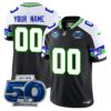 Seattle Seahawks 50th Season Vapor Limited Custom Jersey - All Stitched - Black Alternate Jersey