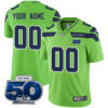 Custom Gender/Name Seattle Seahawks 50th Season Vapor Limited Jersey - All Stitched Men Green Jersey