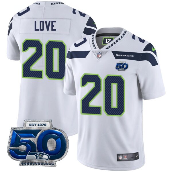 Seattle Seahawks 50th Season Vapor Limited Jersey - All Stitched - White - Julian Love Jersey