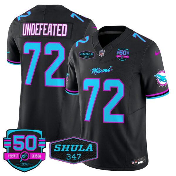 Dolphins Miami Vice Vapor Limited Jersey V4 - All Stitched - Black - Undefeated Jersey