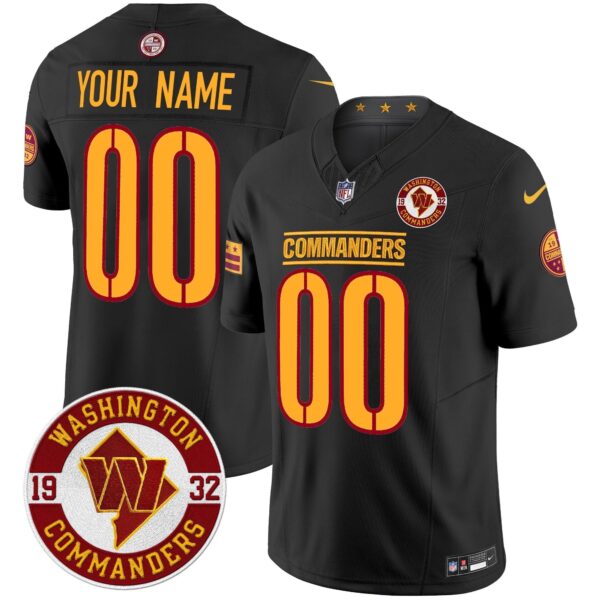Washington Commanders 2024 Vapor Limited Custom Jersey - Est. 1932 Patch - All Stitched - Black Jersey