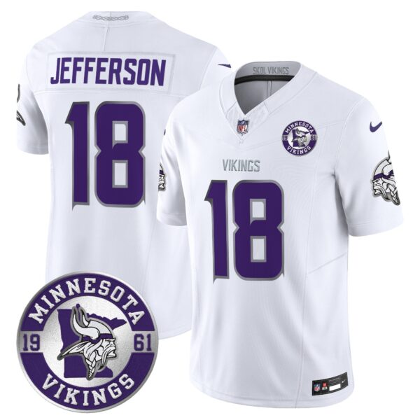 Minnesota Vikings 2024 Vapor Limited Jersey V2 - Est. 1961 Patch - All Stitched - Winter Warrior - Justin Jefferson Jersey