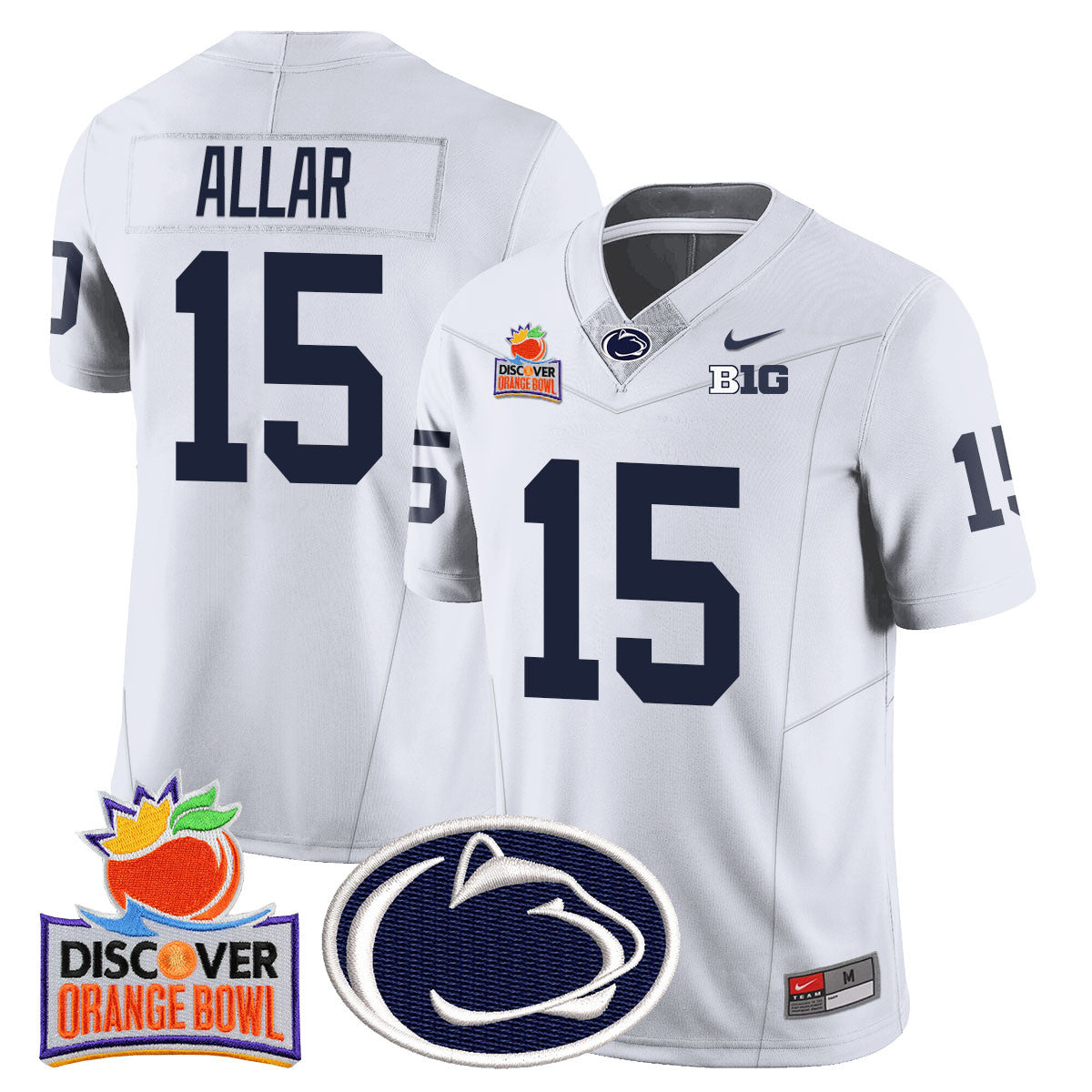 Penn State Nittany Lions 2024 Orange Bowl Jersey N1 - All Stitched - White - Drew Allar Jersey