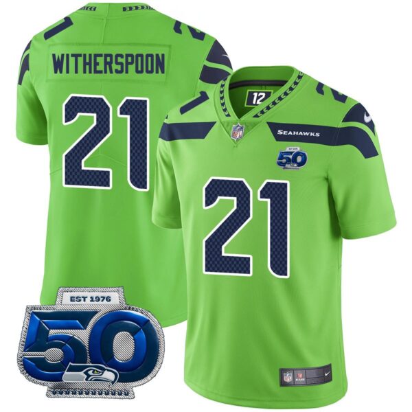 Seattle Seahawks 50th Season Vapor Limited Jersey - All Stitched - Green - Devon Witherspoon Jersey