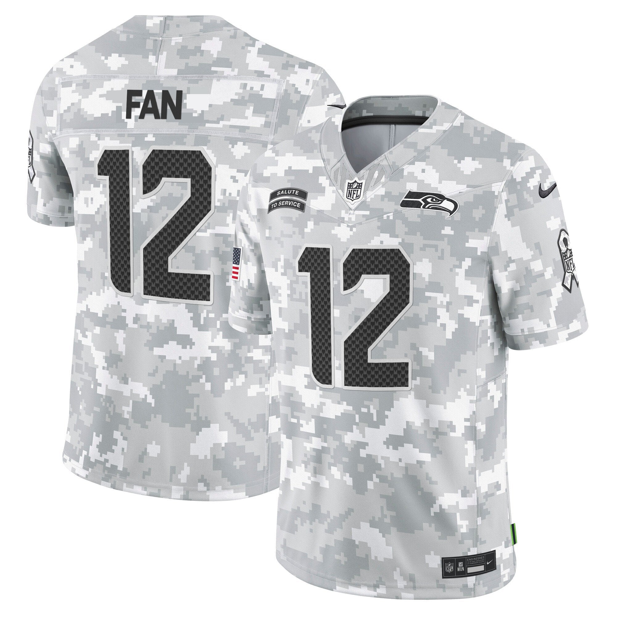Seahawks 2024 Salute to Service Vapor Limited Jersey - Arctic Camo - All Stitched - 12th Fan Jersey