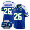 Seattle Seahawks 50th Season Vapor Limited Jersey - All Stitcheds - Royal Alternate - Zach Charbonnet Jersey