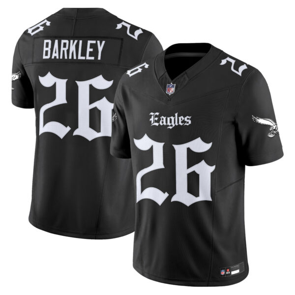 Men's Philadelphia Eagles 'Gothic Philly Edition' Vapor Limited Jersey - All Stitched Black Saquon Barkley Jersey