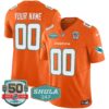 Dolphins Shula 347 Patch Vapor Limited Custom Jersey V2 - All Stitched - Orange Jersey