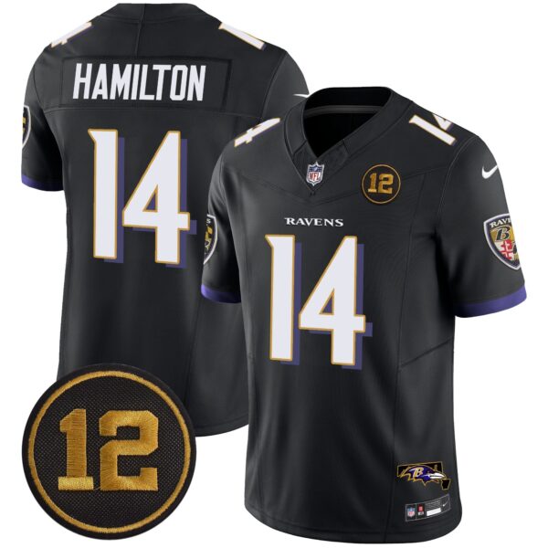 Ravens Jacoby Jones Patch Vapor Limited Jersey - All Stitched - Black - Kyle Hamilton Jersey