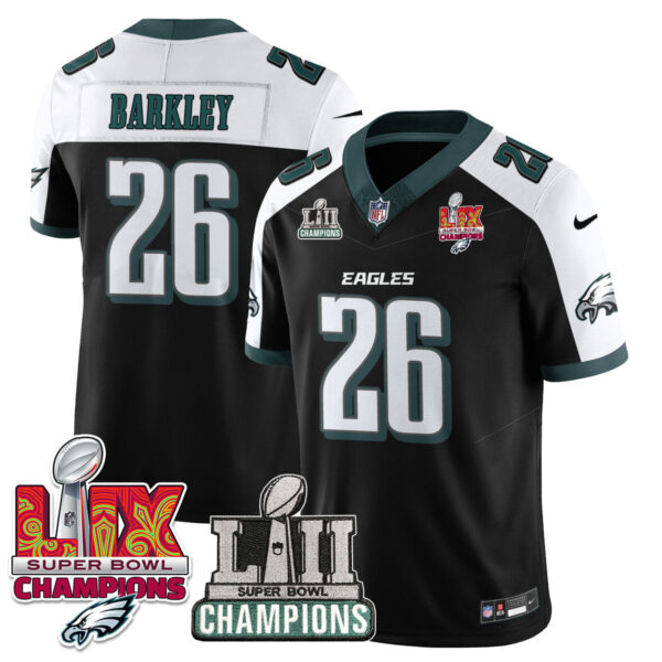 Philadelphia Eagles LII-LIX Super Bowl Champions Vapor Limited Jersey - All Stitched - Black Alternate - Saquon Barkley Jersey