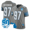 Detroit Lions Michigan State & 90th Year Patch Jersey - All Stitched - Gray - Hutchinson Jersey