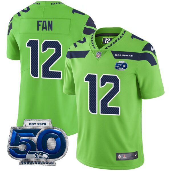Seattle Seahawks 50th Season Vapor Limited Jersey - All Stitched - Green - Fan Jersey