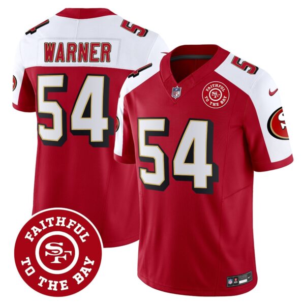 49ers Throwback Faithful To The Bay Patch Vapor Limited Jersey - All Stitched - Alternate - Fred Warner Jersey