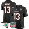 Dolphins 50th Perfect Season & Florida Patch Vapor Jersey - All Stitched - Black - Dan Marino Jersey