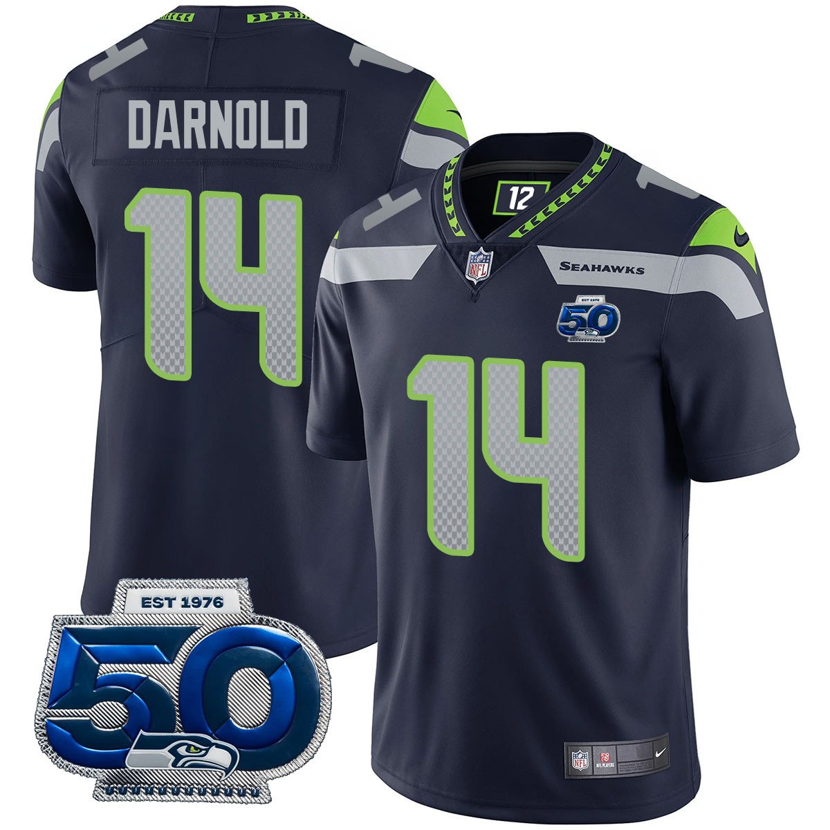 Seattle Seahawks 50th Season Vapor Limited Jersey - All Stitched - Navy - Sam Darnold Jersey