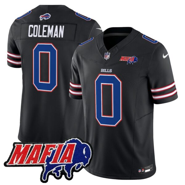 Buffalo Bills 2024 Bills Mafia Patch Vapor Limited Jersey - All Stitched - Black - Keon Coleman Jersey
