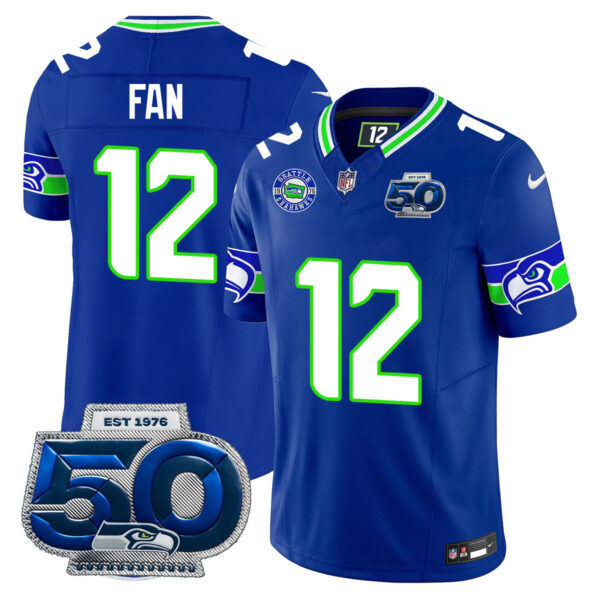 Seattle Seahawks 50th Season Vapor Limited Jersey - All Stitcheds - Royal - Fan Jersey