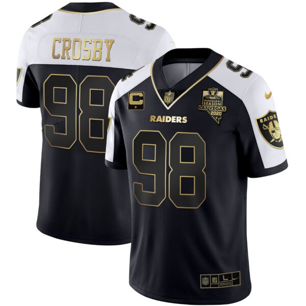 Raiders Inaugural Season Patch Gold & Split - All Stitched - Alternate - Maxx Crosby Jersey