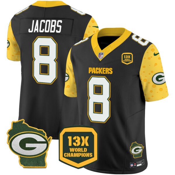 Packers Cheese Vapor Limited Jersey ? All Stitched - Black - Josh Jacobs Jersey