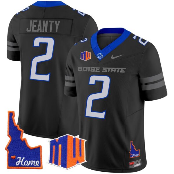 Boise State Broncos 2024 Home Patch Vapor Limited Jersey - All Stitched - Black - Ashton Jeanty Jersey