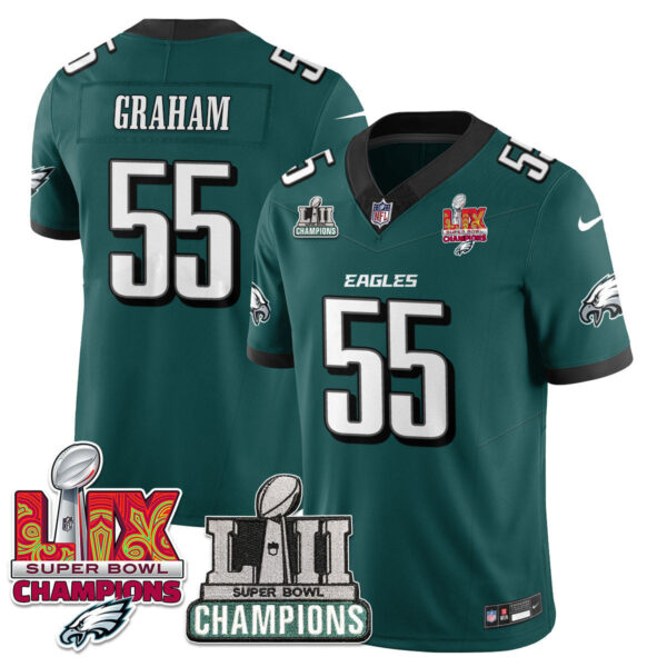 Philadelphia Eagles LII-LIX Super Bowl Champions Vapor Limited Jersey - All Stitched - Midnight Green - Brandon Graham Jersey