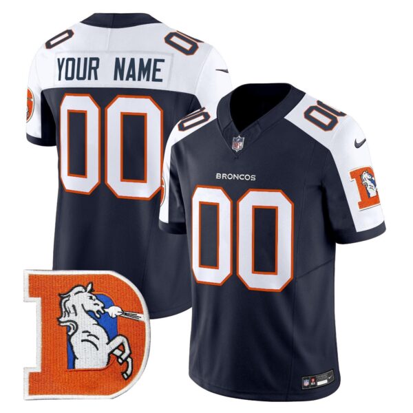 Denver Broncos Throwback Vapor Limited Custom Jersey V2 - All Stitched - Navy Alternate Jersey