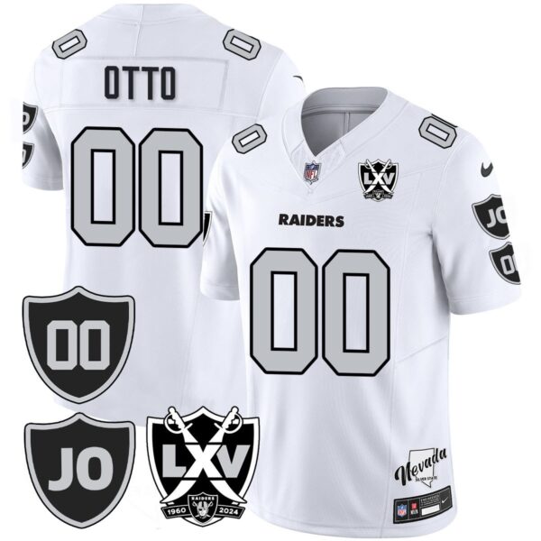 Custom Raiders Vapor Limited Jersey - All Stitched - Honor Jim Otto - White Jersey