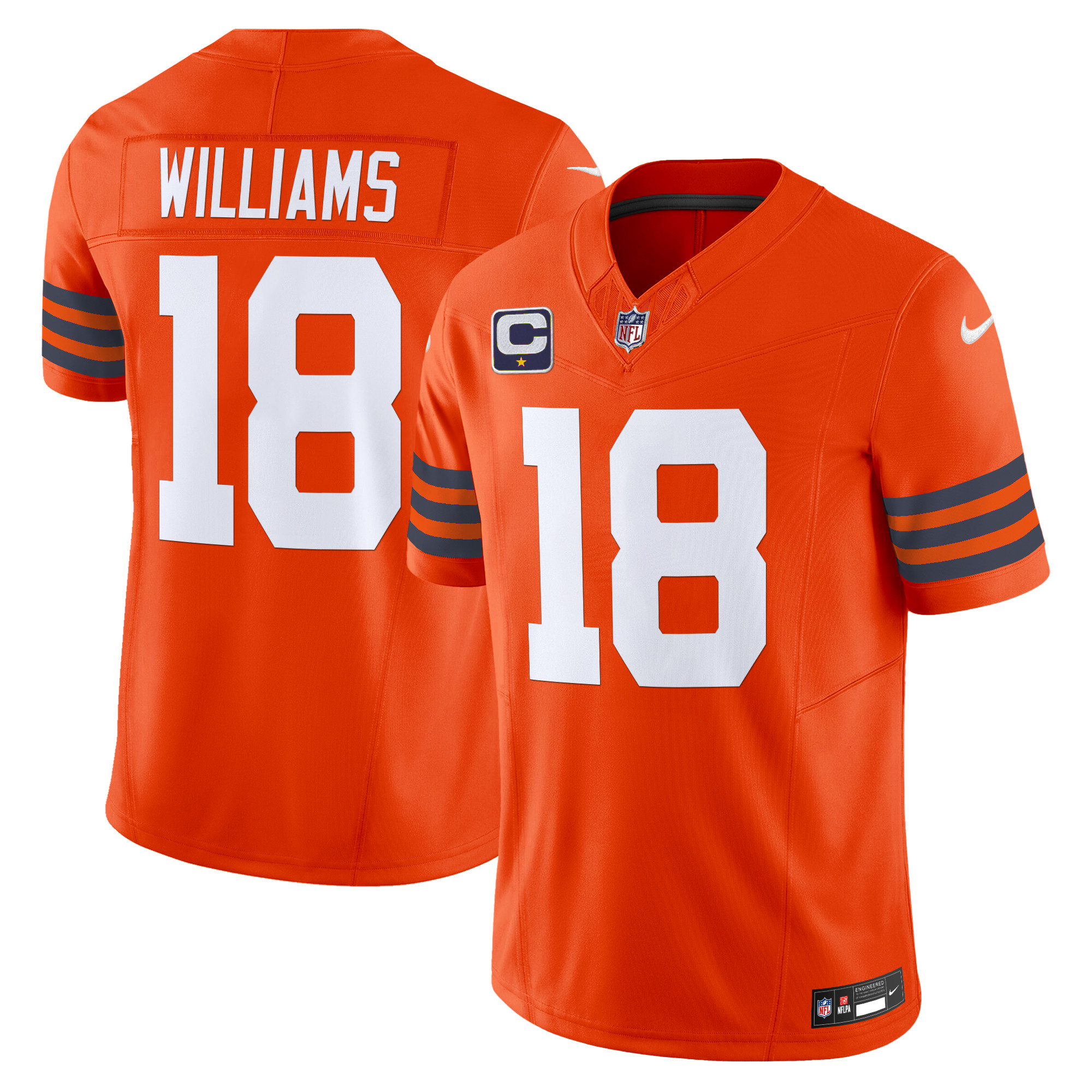 Men's Chicago Bears Throwback Vapor Limited Jersey - All Stitched - Orange - Caleb Williams