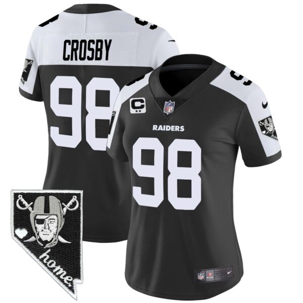 Women's Raiders Nevada Home Patch Vapor Jersey - All Stitched - Black Alternate - Maxx Crosby
