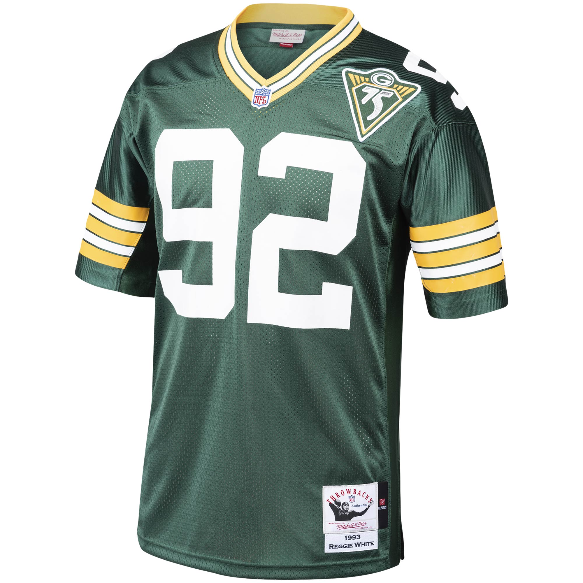 Reggie White Green Bay Packers 1993 Mitchell Ness Authentic Throwback Retired Player Jersey Green - Image 2